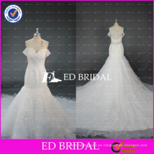 ED nupcial Elegante de hombro Sexy trasera trasera de Tulle Mermaid vestido de novia con tren largo